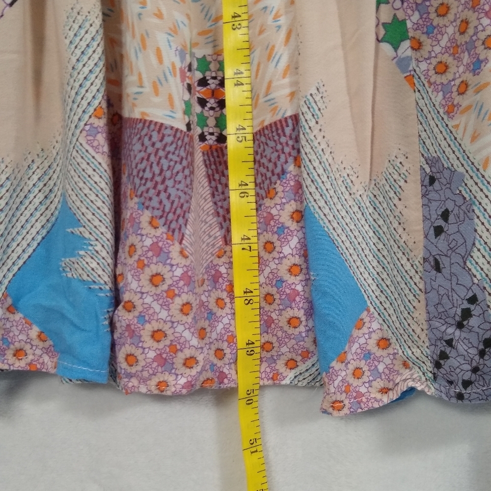 Jaase Purple Pink Tan Multicolor Patchwork Print … - image 7